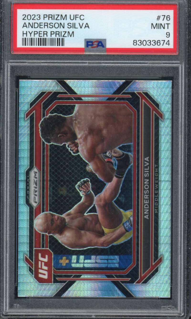 Anderson Silva Card 2023 Prizm UFC Hyper Prizm #76 PSA 9 Image 1