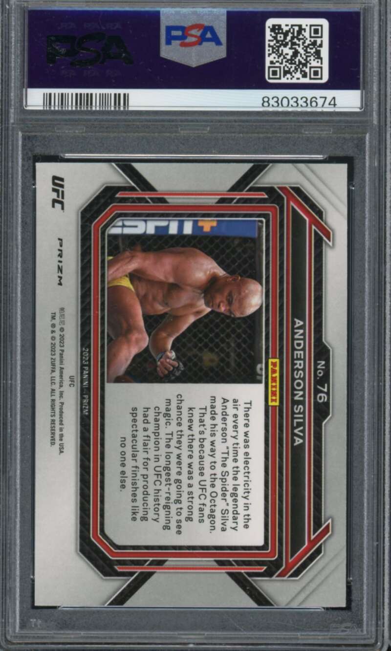 Anderson Silva Card 2023 Prizm UFC Hyper Prizm #76 PSA 9 Image 2