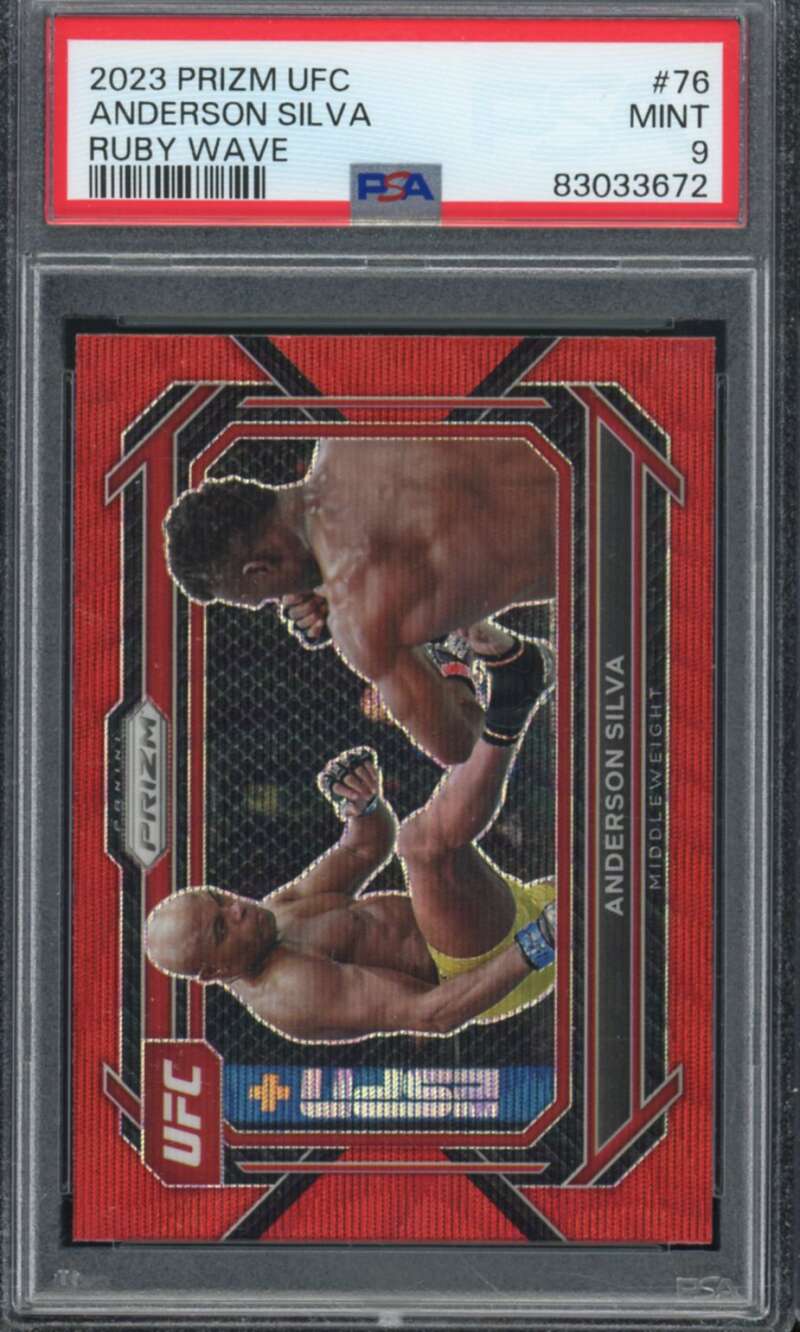 Anderson Silva Card 2023 Prizm UFC Ruby Wave #76 PSA 9 Image 1