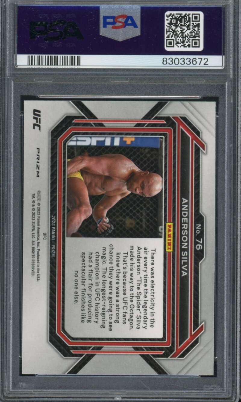 Anderson Silva Card 2023 Prizm UFC Ruby Wave #76 PSA 9 Image 2