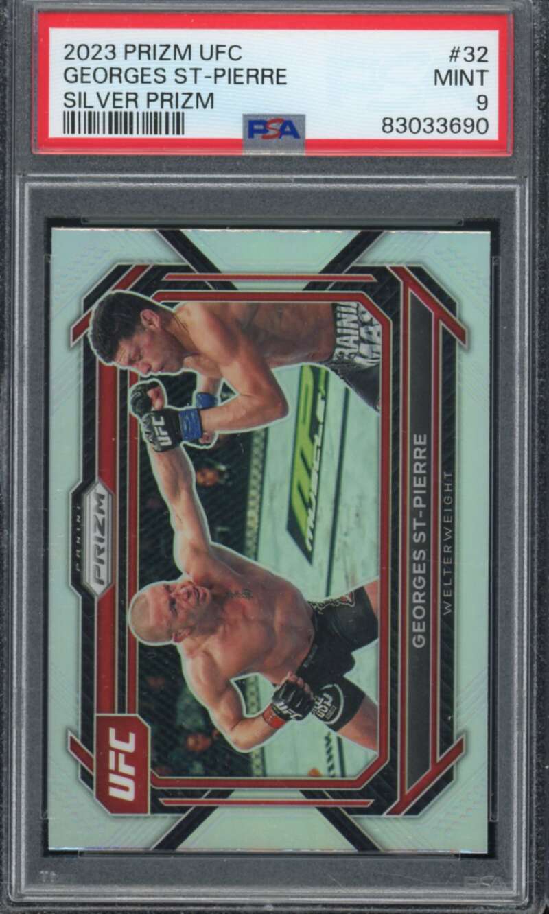 Georges St-Pierre Card 2023 Prizm UFC Silver Prizm #32 PSA 9 Image 1