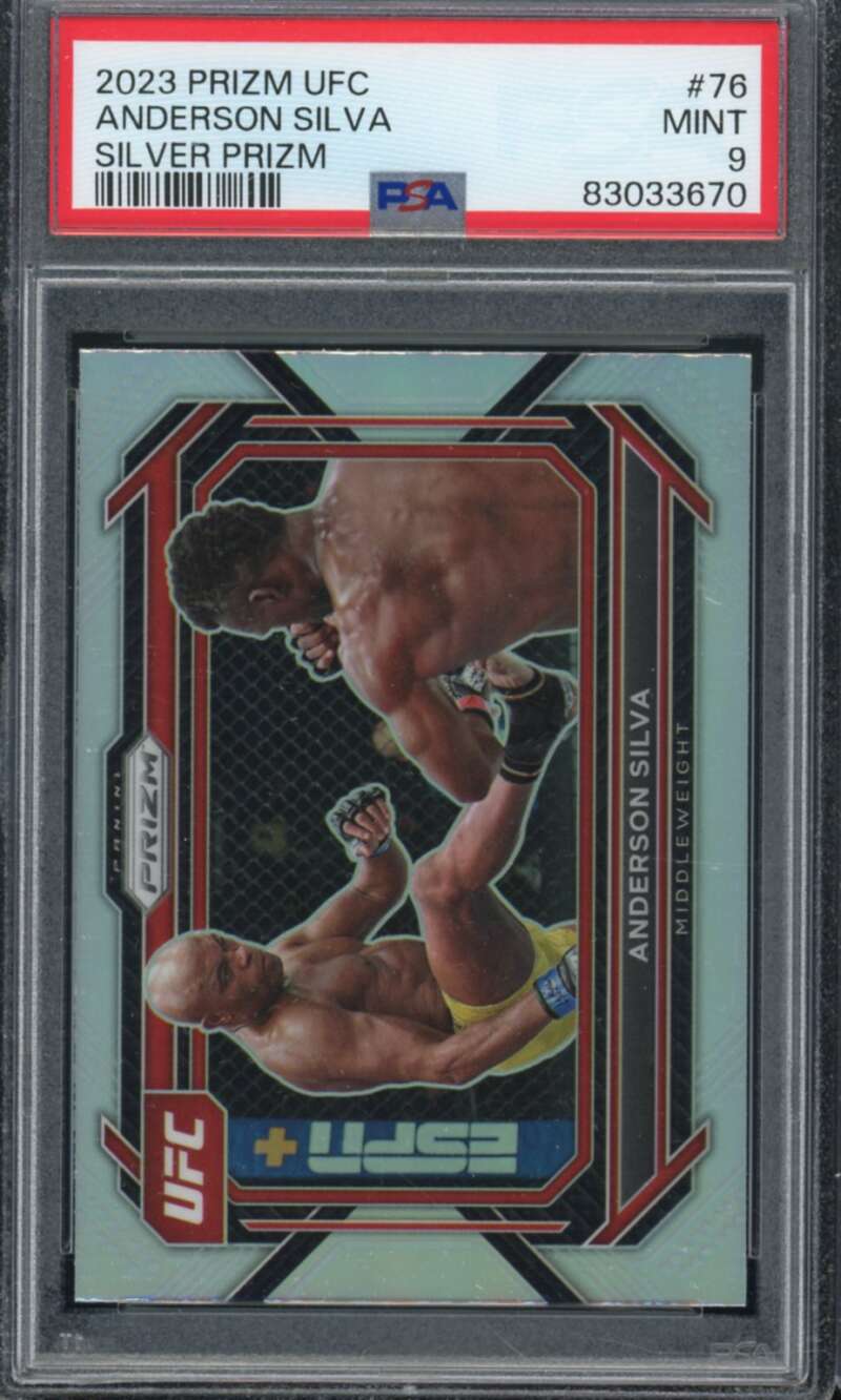 Anderson Silva Card 2023 Prizm UFC Silver Prizm #76 PSA 9 Image 1