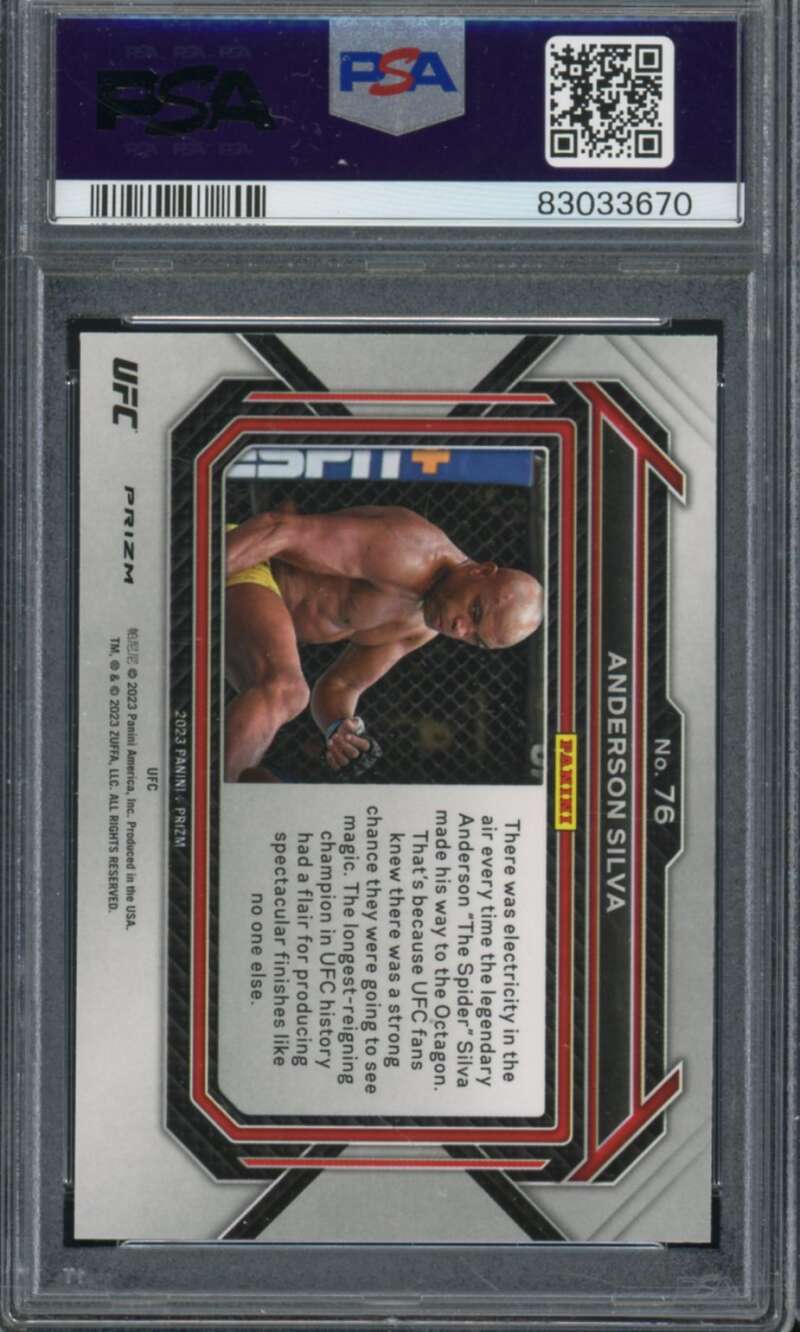 Anderson Silva Card 2023 Prizm UFC Silver Prizm #76 PSA 9 Image 2