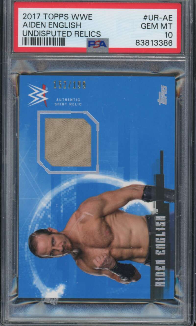 Aiden English Card 2017 Topps WWE Undisputed Relics #UR-AE PSA 10 Image 1