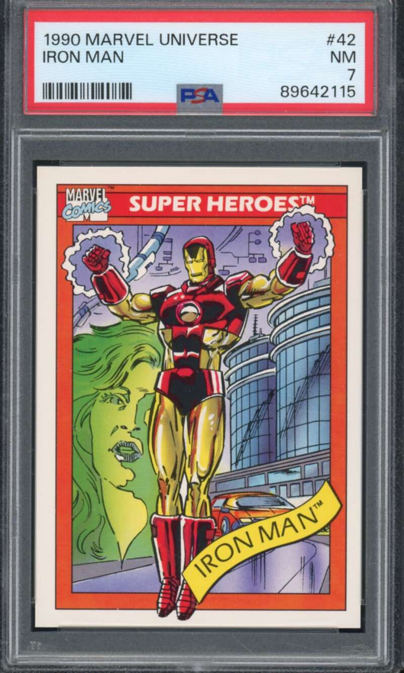 Iron Man Card 1990 Marvel Universe #42 PSA 7 Image 1