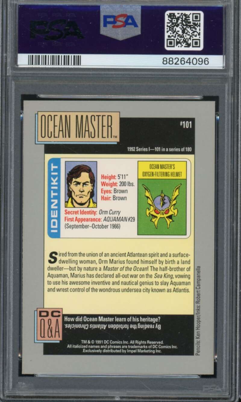 Ocean Master Card 1992 DC Cosmic Cards #101 PSA 9 Image 2