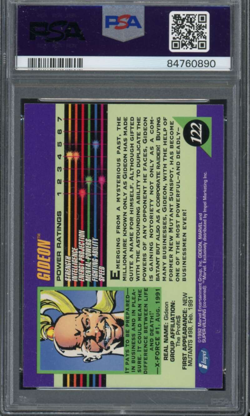 Gideon Card 1992 Marvel Universe #122 PSA 9 Image 2