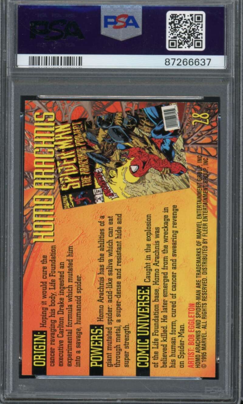 Homo Arachnis Card 1995 Ultra Spider-Man #28 PSA 9 Image 2