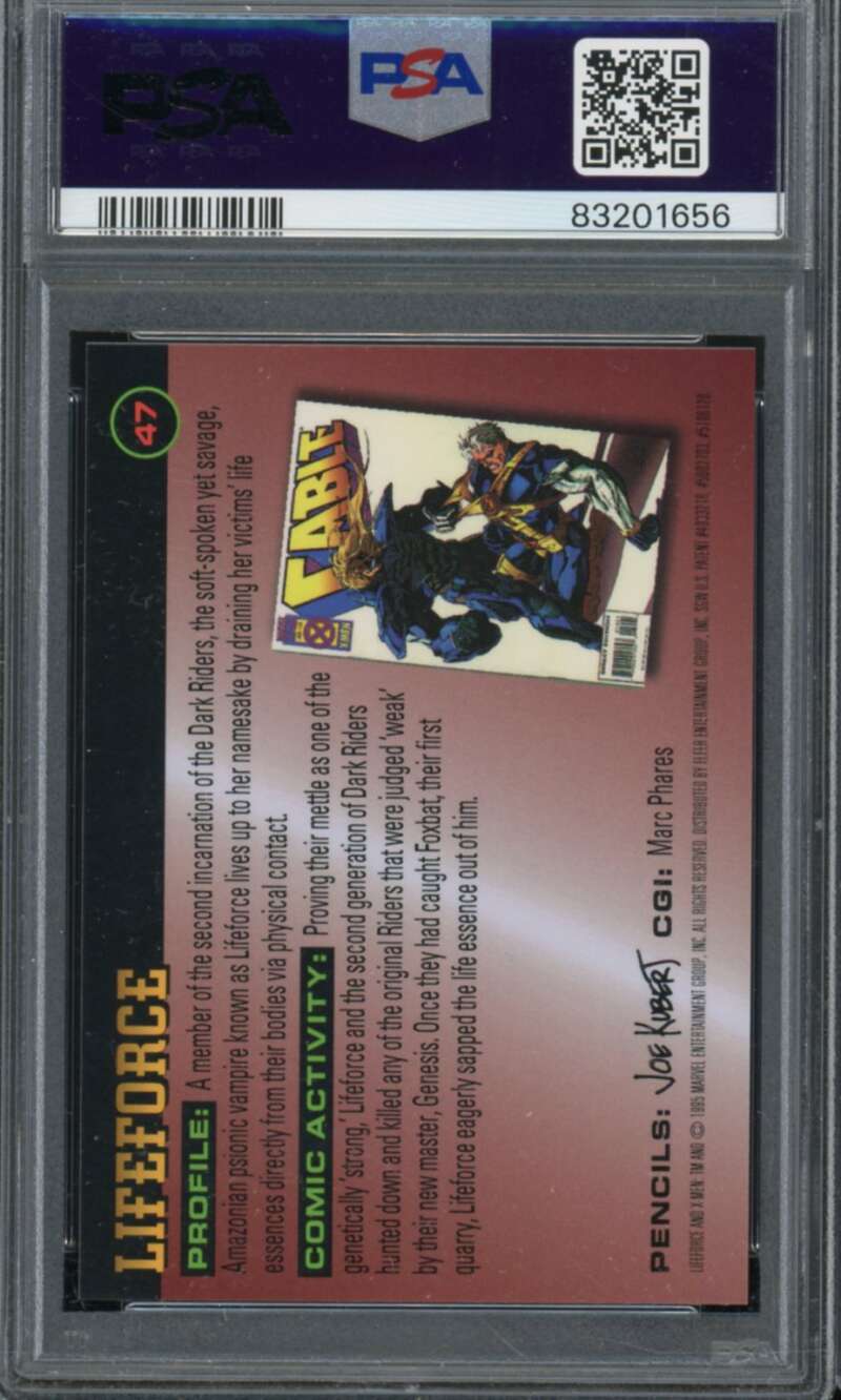 Lifeforce Card 1995 Ultra X-Men #47 PSA 10 Image 2