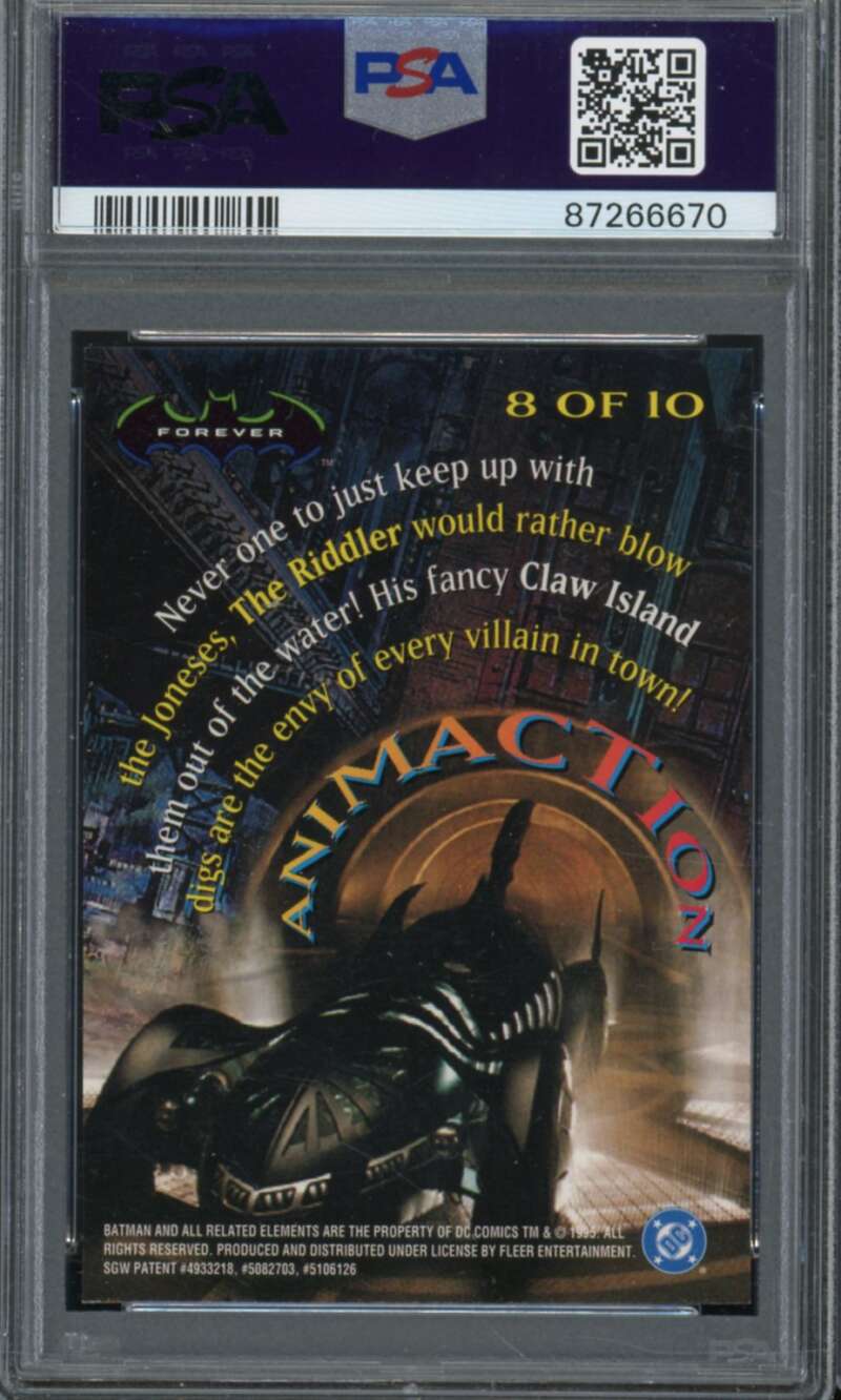 The Riddler Card 1995 Ultra Batman Forever #8 PSA 9 Image 2