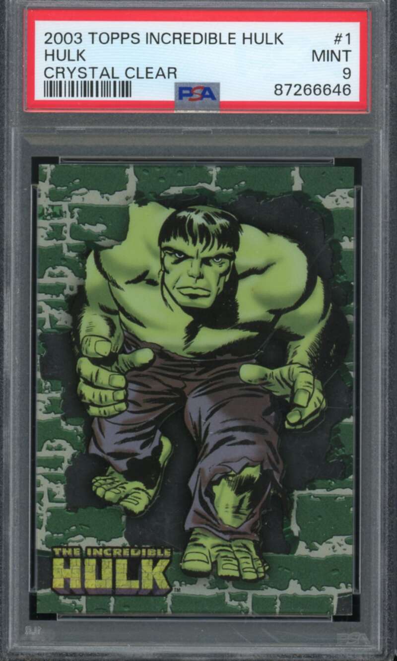 Hulk Card 2003 Topps Incredible Hulk Crystal Clear #1 PSA 9 Image 1