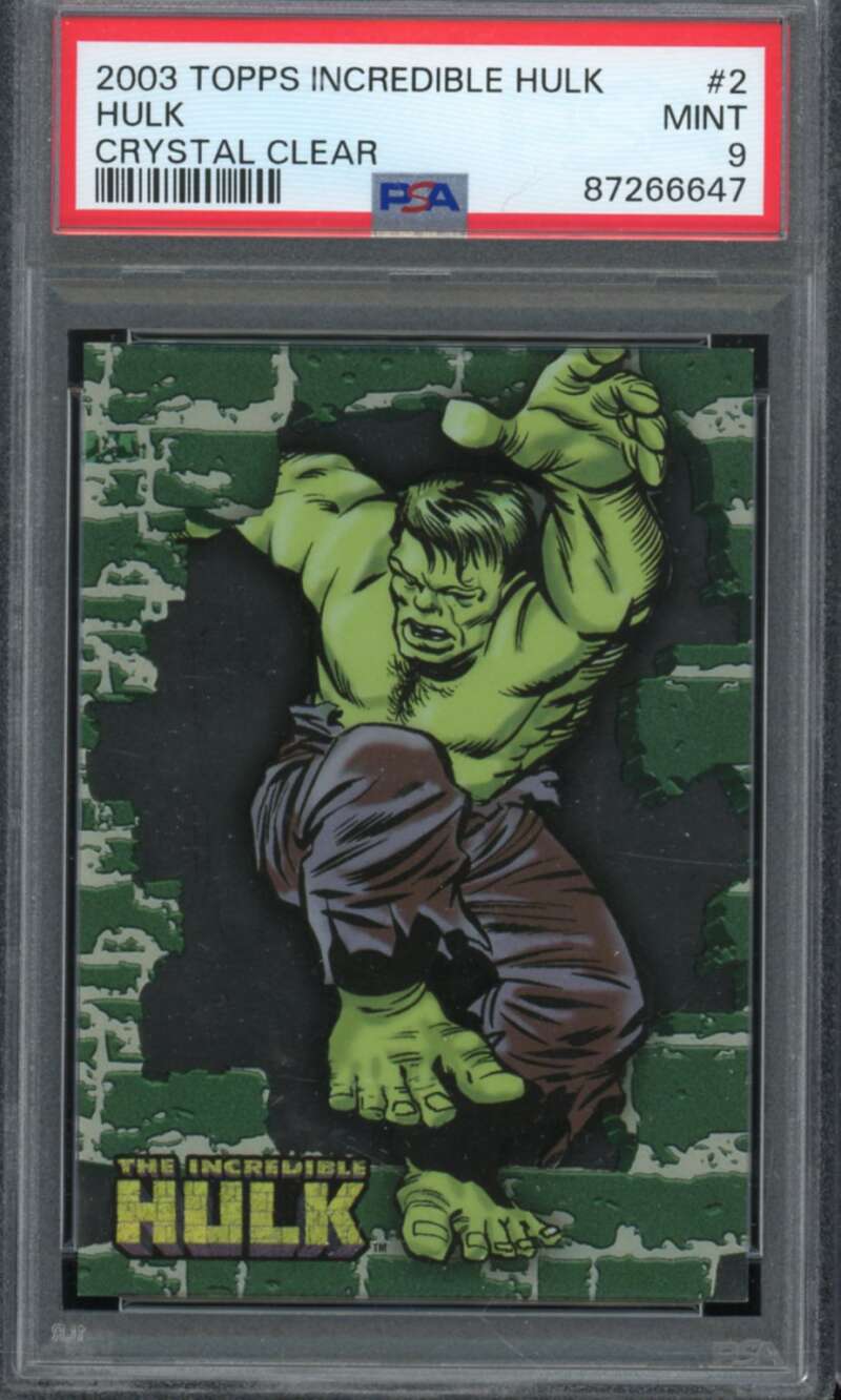 Hulk Card 2003 Topps Incredible Hulk Crystal Clear #2 PSA 9 Image 1