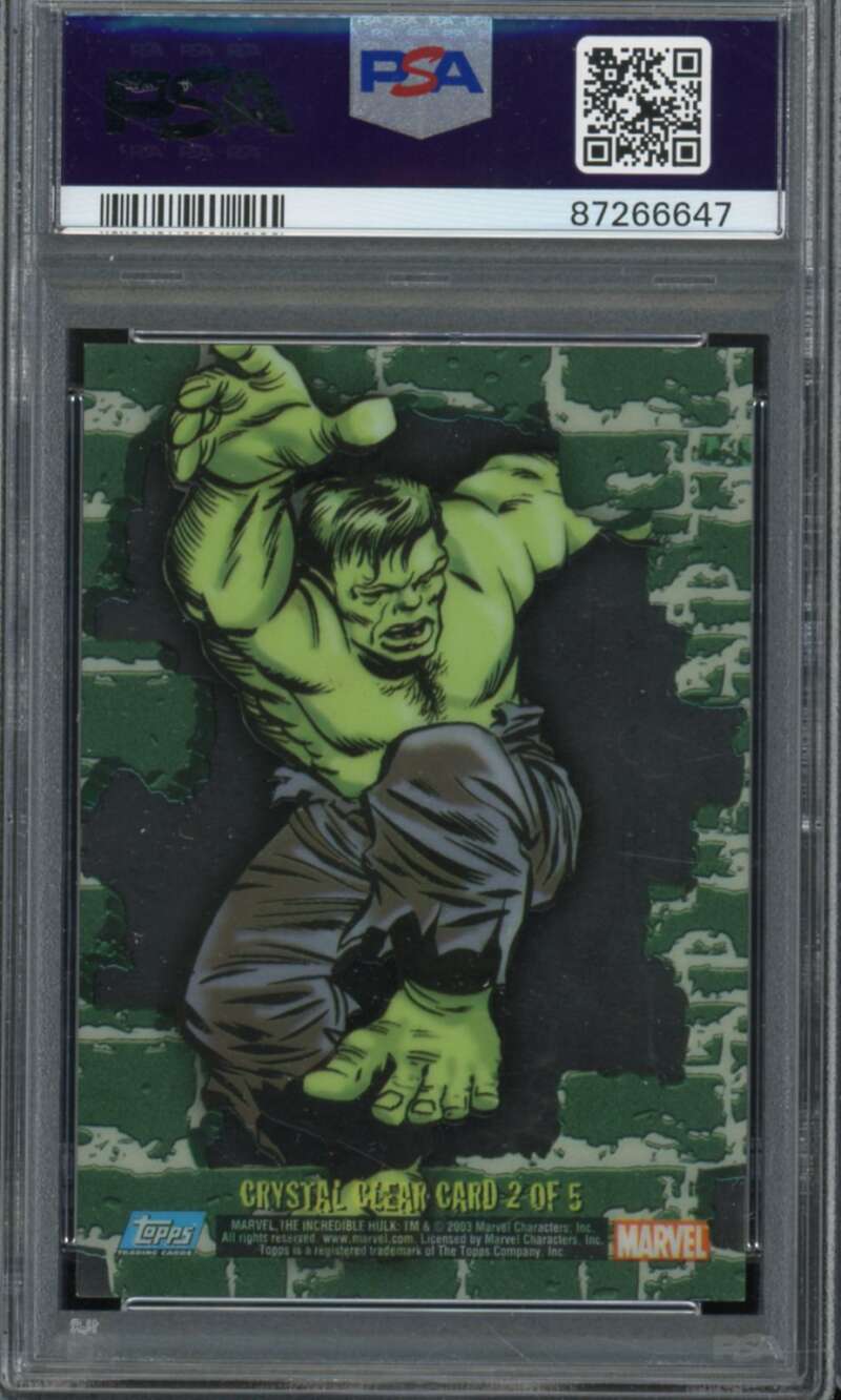 Hulk Card 2003 Topps Incredible Hulk Crystal Clear #2 PSA 9 Image 2