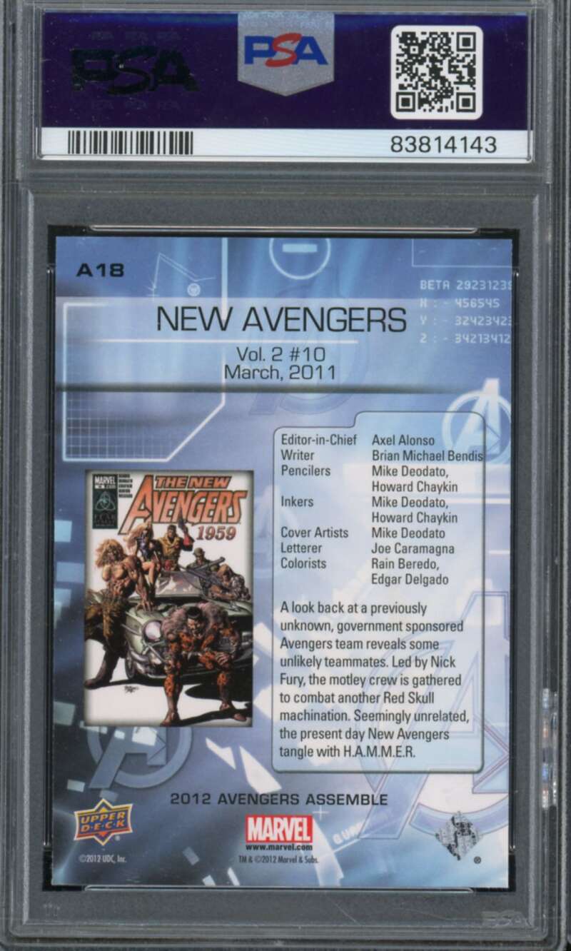 New Avengers Card 2012 Avengers Assemble Classic Covers #A18 PSA 10 Image 2