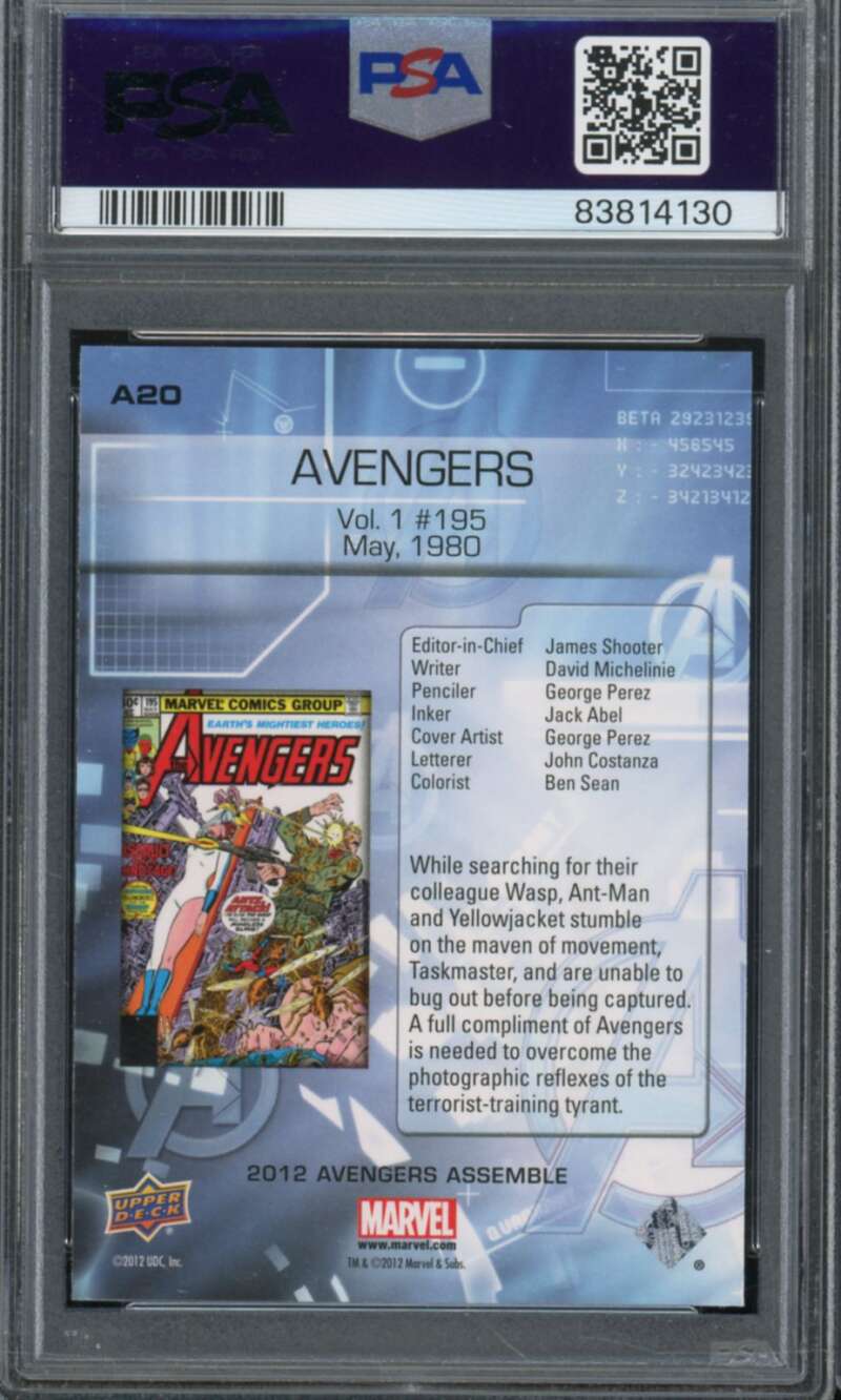 Avengers Card 2012 Avengers Assemble Classic Covers #A20 PSA 10 Image 2