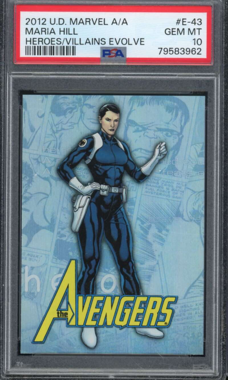 Maria Hill Card 2012 U.D. Marvel A/A Heroes/Villains Evolve #E-43 PSA 10 Image 1