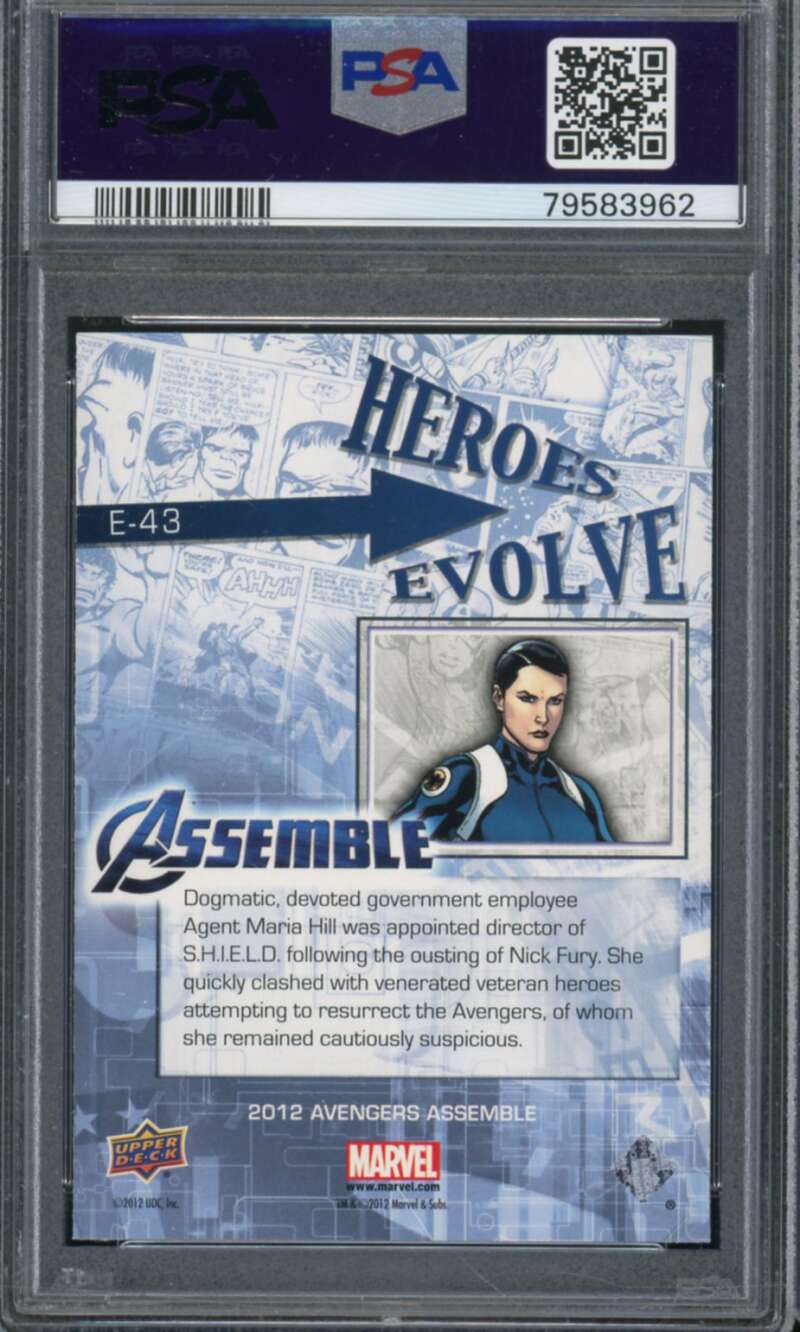 Maria Hill Card 2012 U.D. Marvel A/A Heroes/Villains Evolve #E-43 PSA 10 Image 2