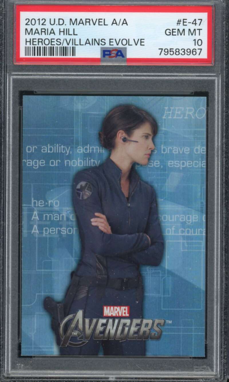 Maria Hill Card 2012 U.D. Marvel A/A Heroes/Villains Evolve #E-47 PSA 10 Image 1