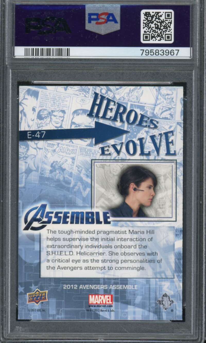 Maria Hill Card 2012 U.D. Marvel A/A Heroes/Villains Evolve #E-47 PSA 10 Image 2