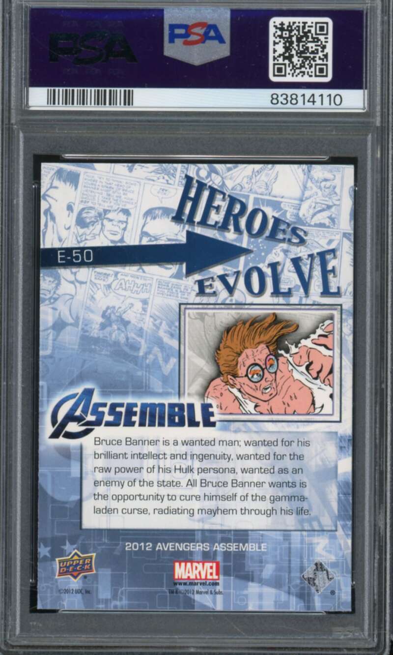 Bruce Banner Card 2012 U.D. Marvel A/A Heroes/Villains Evolve #E-50 PSA 10 Image 2