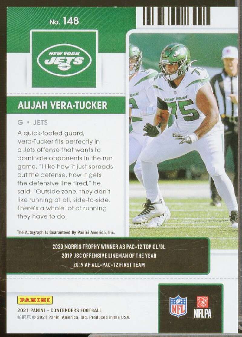 Alijah Vera-Tucker AU Rookie Card 2021 Panini Contenders #148  Image 2