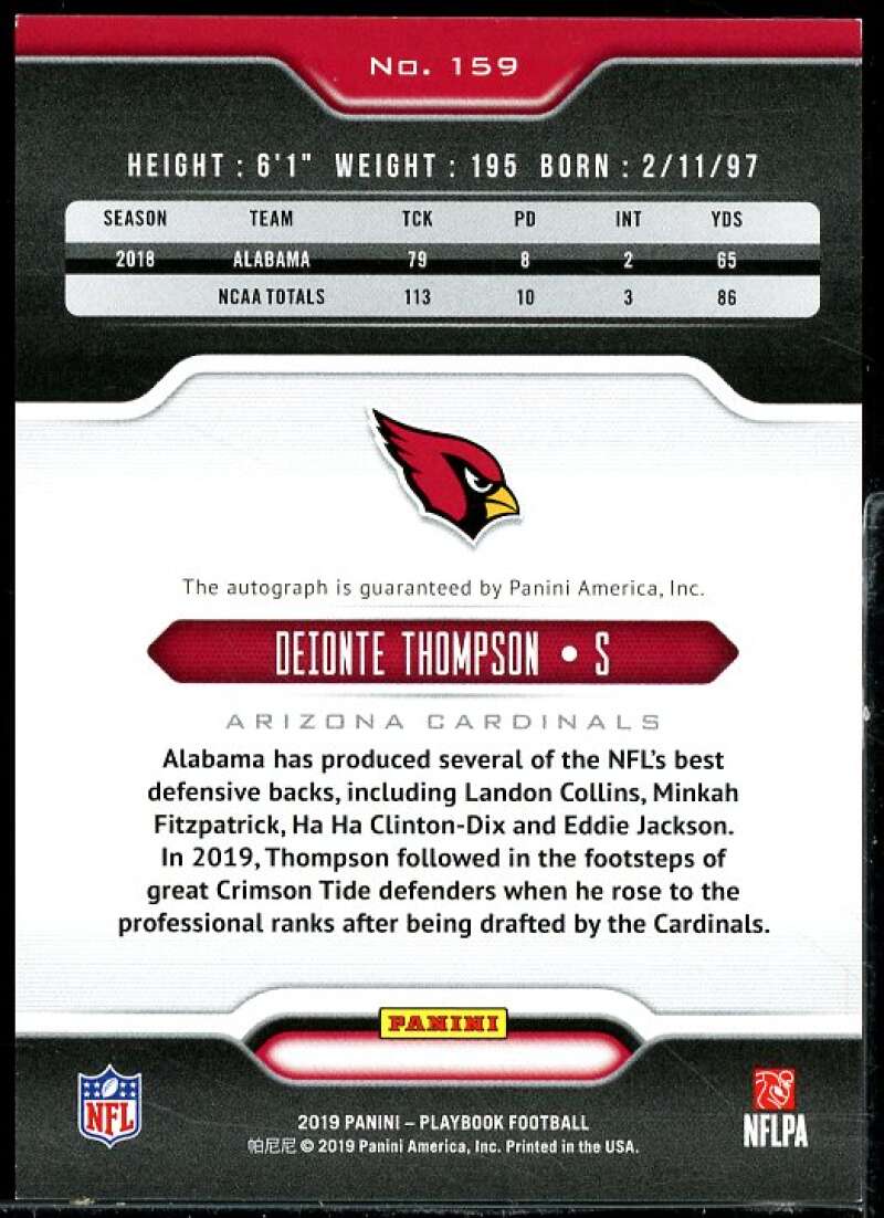 Deionte Thompson/75 Rookie 2019 Panini Playbook Rookie Signatures Platinum #159  Image 2