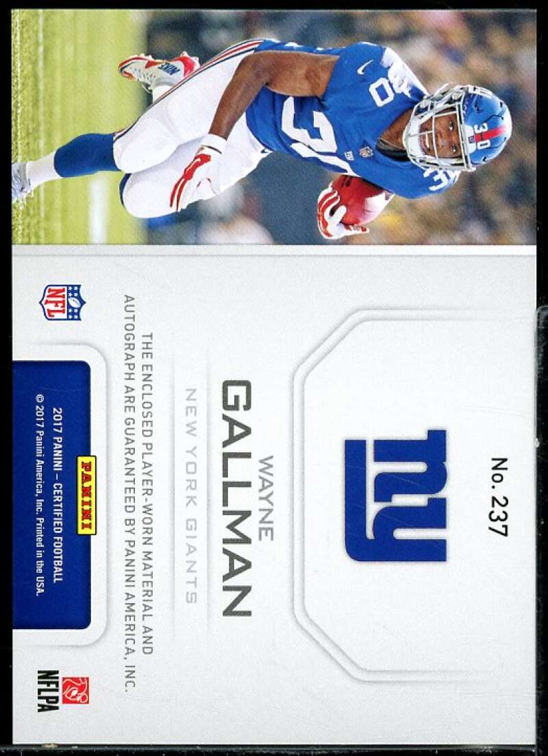 Wayne Gallman JSY AU/299 Rookie Card 2017 Certified #237  Image 2