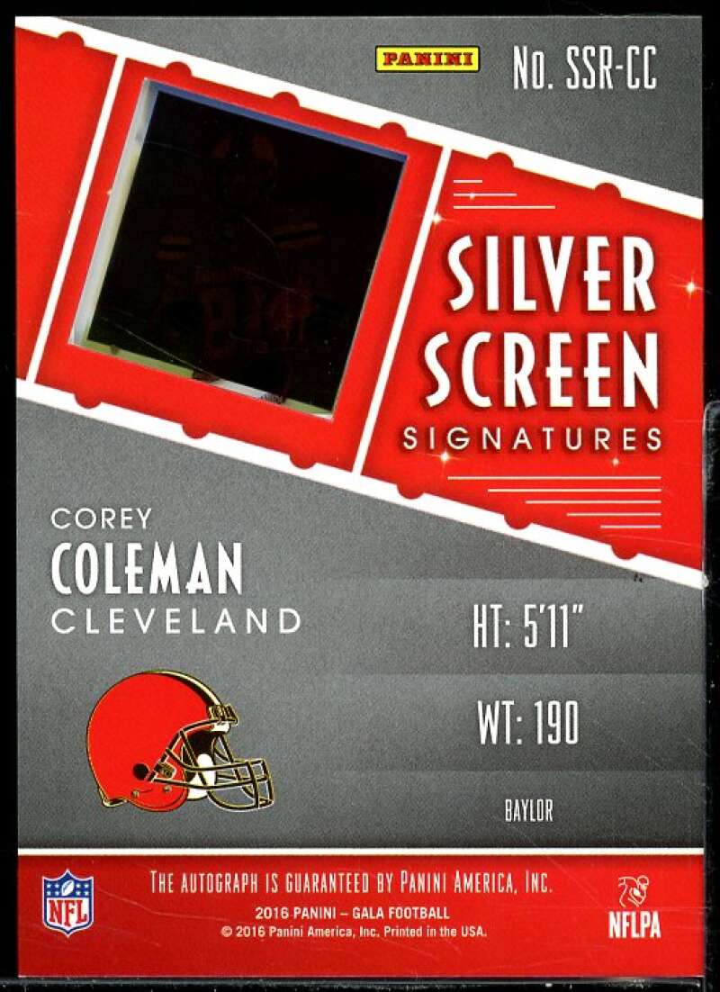 Corey Coleman Rookie Card 2016 Panini Gala Silver Screen Rookie Signatures #10  Image 2