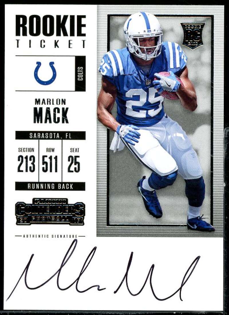 Marlon Mack AU Rookie Card 2017 Panini Contenders #314  Image 1