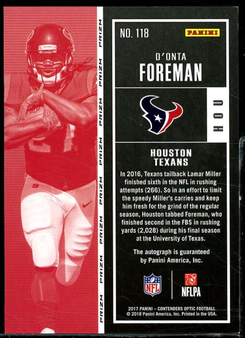 D'Onta Foreman AU Rookie Card 2017 Panini Contenders Optic #118  Image 2