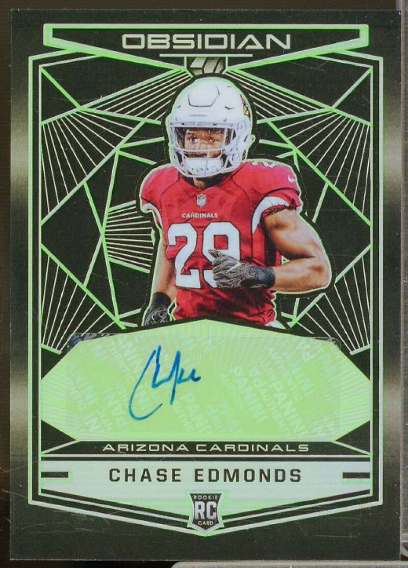 Chase Edmonds/25 2018 Panini Obsidian Rookie Autographs Electric Etch Green #66  Image 1