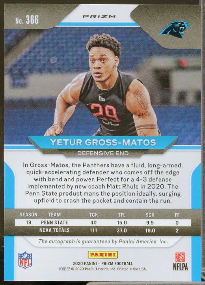 Yetur Gross-Matos Rookie 2020 Panini Prizm Rookie Autographs Prizms Pink #366  Image 2