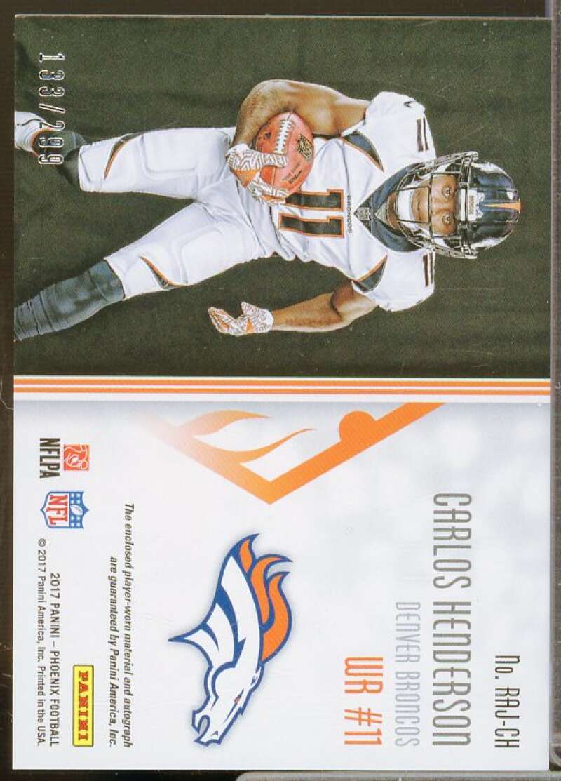 Carlos Henderson/299 Rookie 2017 Panini Phoenix Rookie Jersey Autographs #9  Image 2