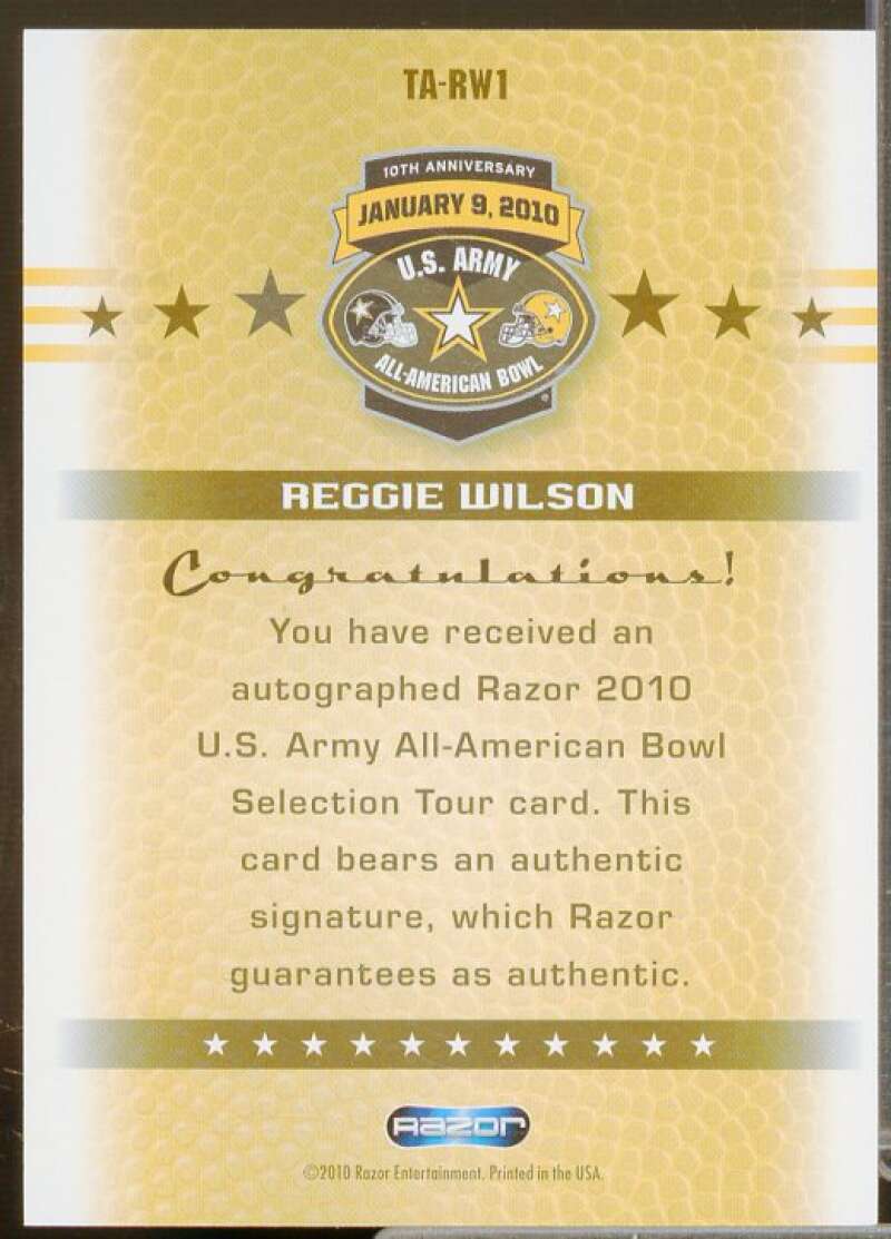 Reggie Wilson 2010 Razor Army All-American Bowl Tour Autographs Silver #RW1  Image 2