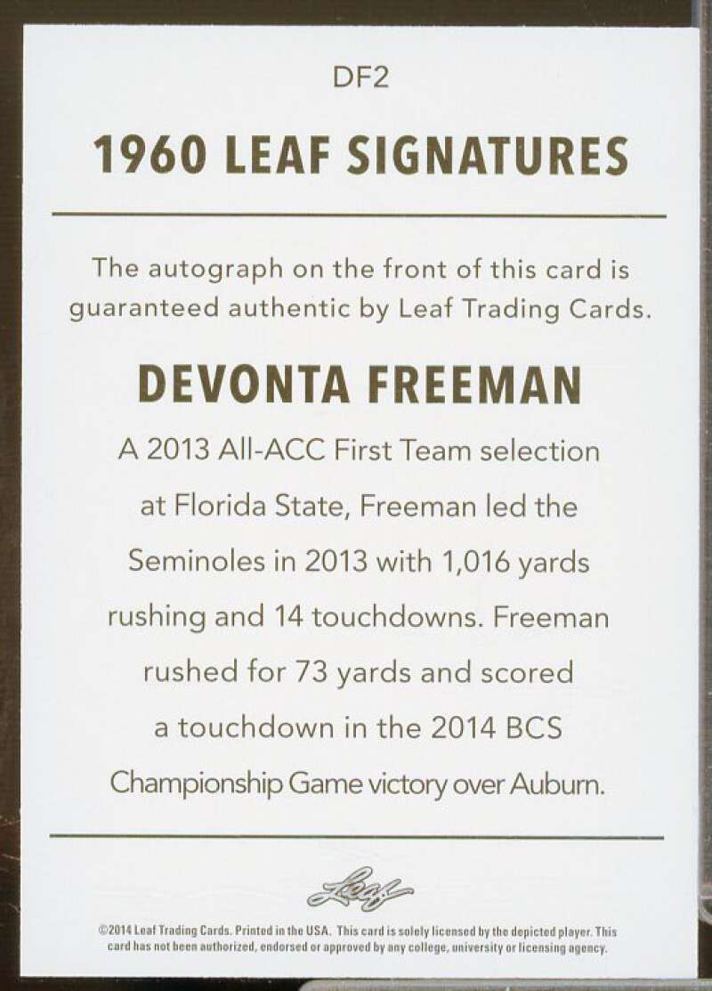 Devonta Freeman Rookie Card 2014 Leaf Originals '60 Autographs #DF2  Image 2