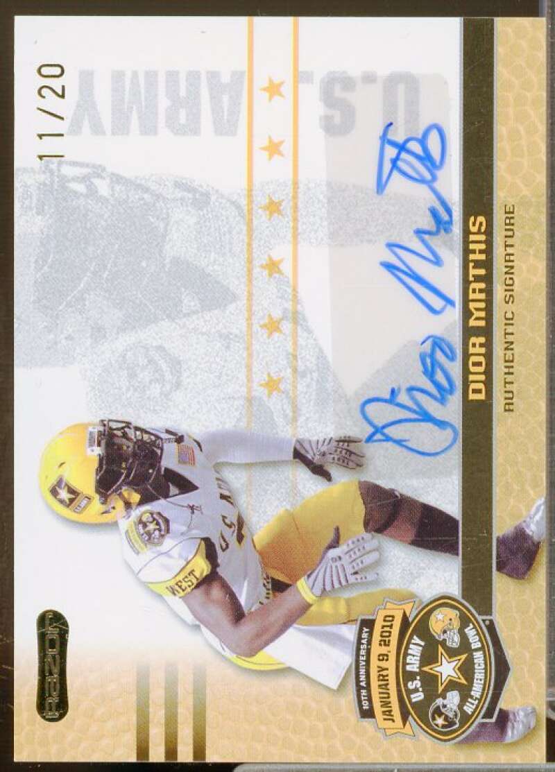 Dior Mathis Rookie Card 2010 Razor Army All-American Bowl Autographs Gold #DM1  Image 1