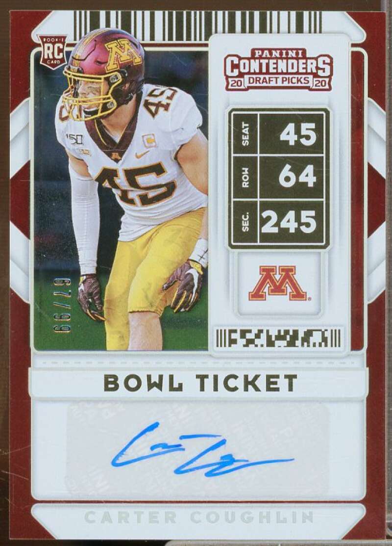 Carter Coughlin AU Rookie 2020 Panini Contenders Draft Picks Bowl Ticket #321  Image 1