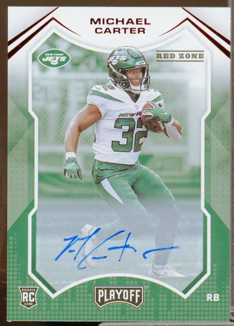 Michael Carter Rookie Card 2021 Playoff Rookies Autographs Red Zone #229  Image 1