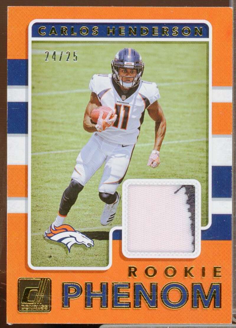 Carlos Henderson Rookie Card 2017 Donruss Rookie Phenom Jerseys Prime #21  Image 1