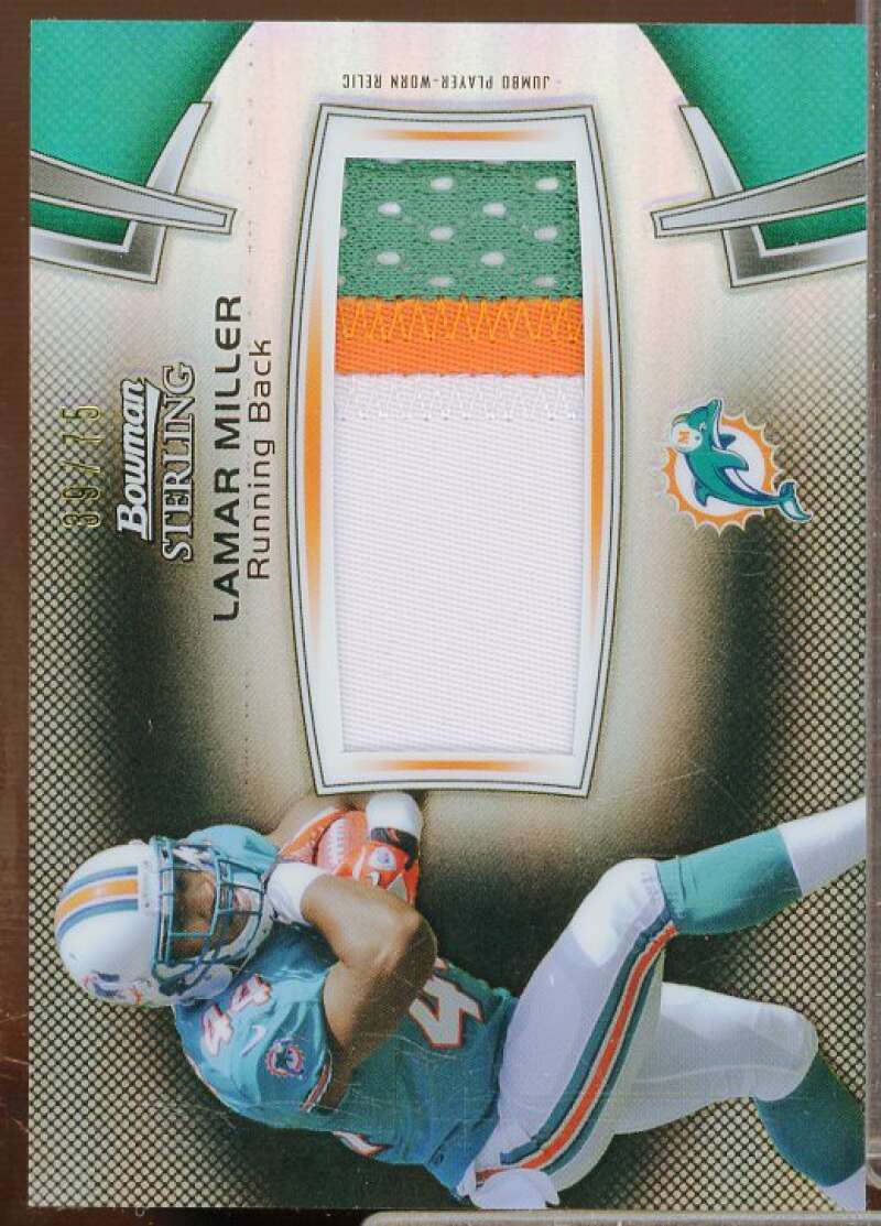 Lamar Miller JSY/75 Rookie Card 2012 Bowman Sterling Black Refractors #BSJRRLM  Image 1