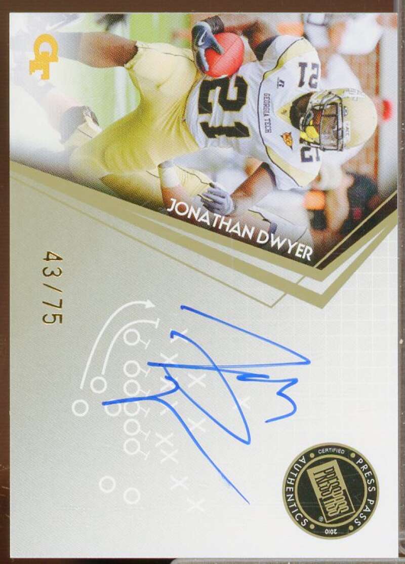 Jonathan Dwyer/75 Rookie Card 2010 Press Pass Autographs Gold #PPSJD  Image 1