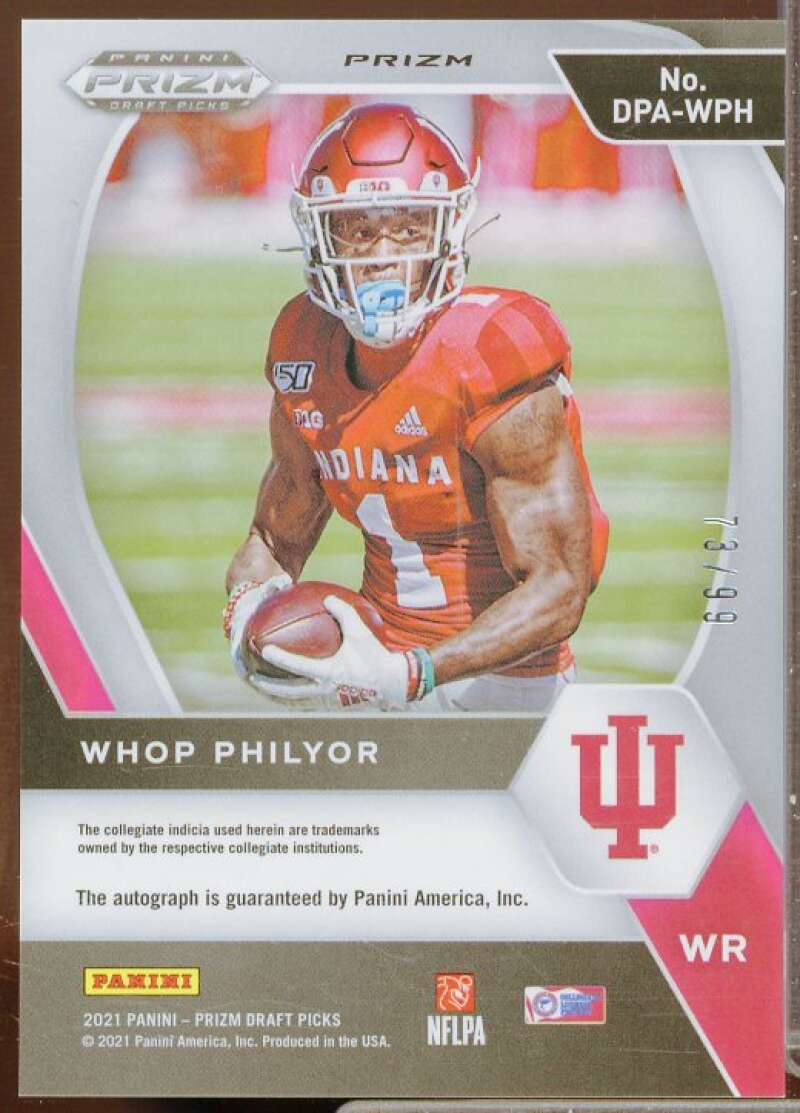 Whop Philyor 2021 Panini Prizm Draft Picks Autographs Prizms Purple Ice #177  Image 2