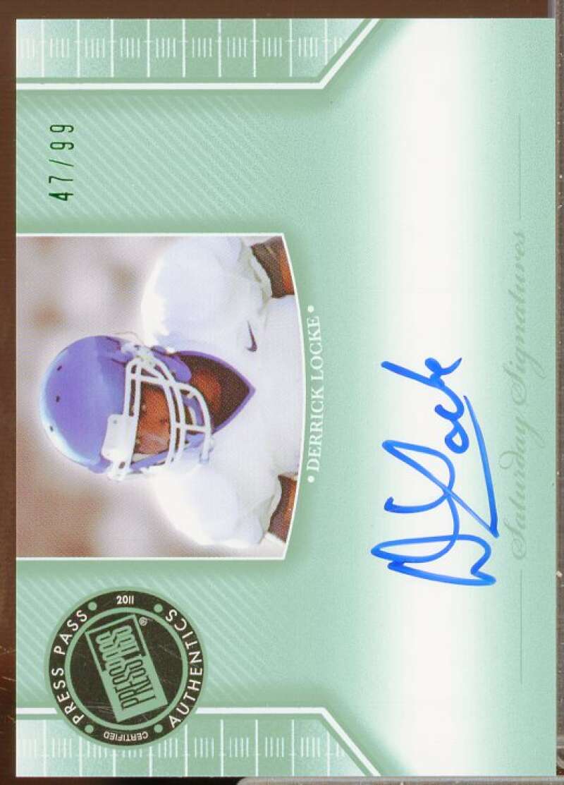 Derrick Locke Rookie 2011 Press Pass Legends Saturday Signatures Emerald #SSDL3  Image 1