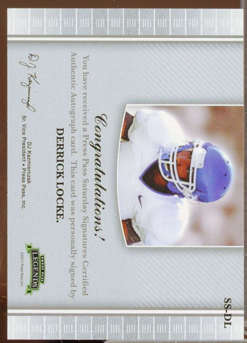 Derrick Locke Rookie 2011 Press Pass Legends Saturday Signatures Emerald #SSDL3  Image 2