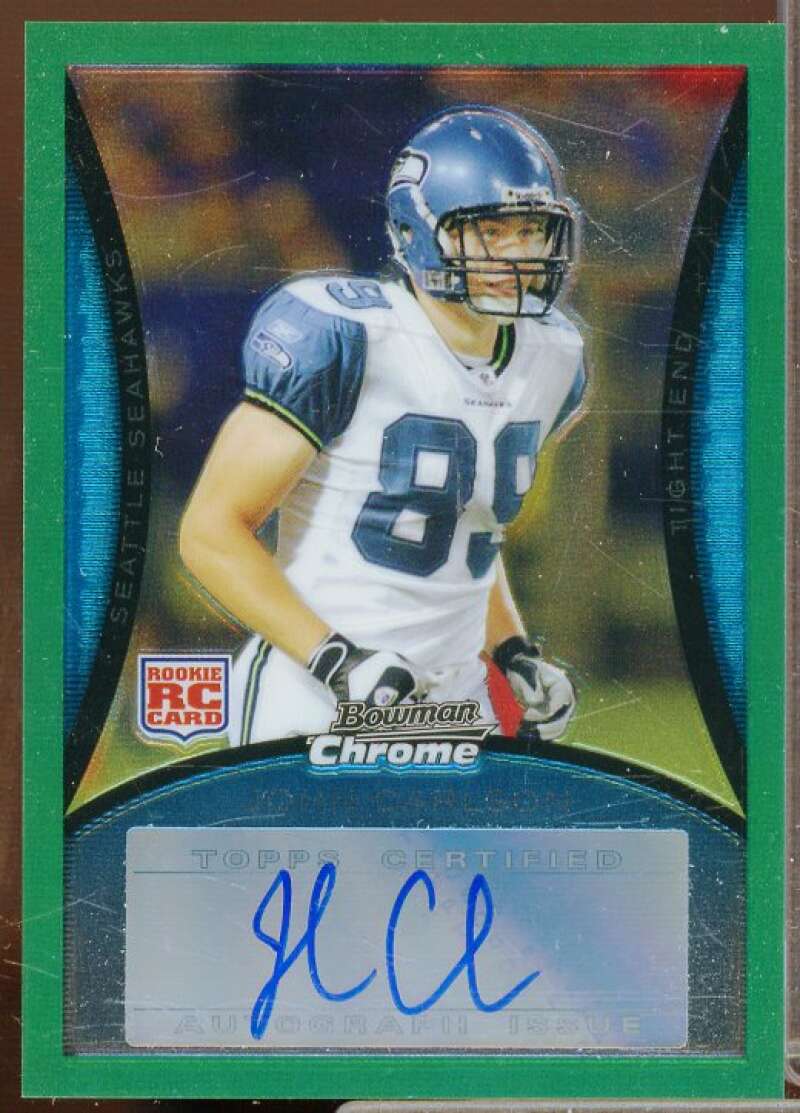 John Carlson Rookie Card 2008 Bowman Chrome Rookie Autographs Green #BC83  Image 1