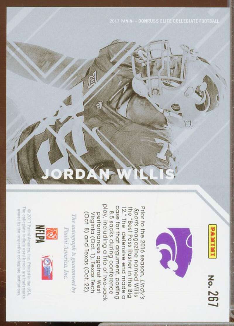 Jordan Willis Rookie 2017 Elite Draft Picks Autographs Aspirations Purple #267  Image 2