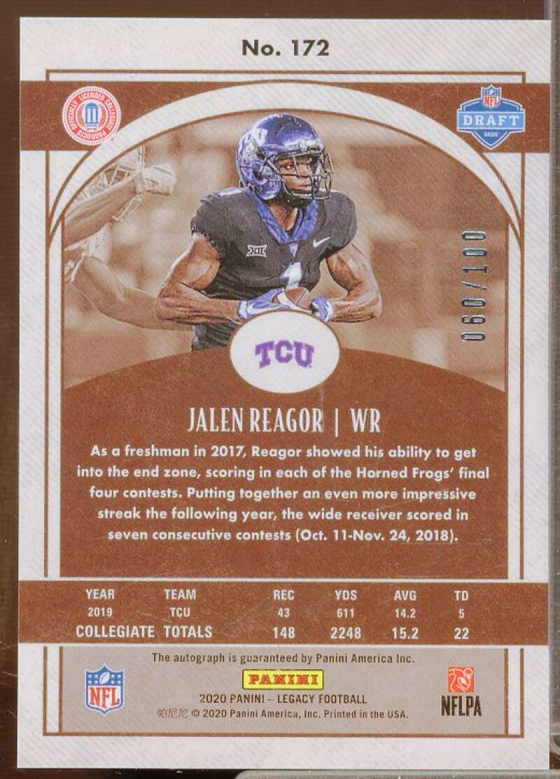 Jalen Reagor Rookie 2020 Panini Legacy Rookies Premium Penmanship Bronze #172  Image 2