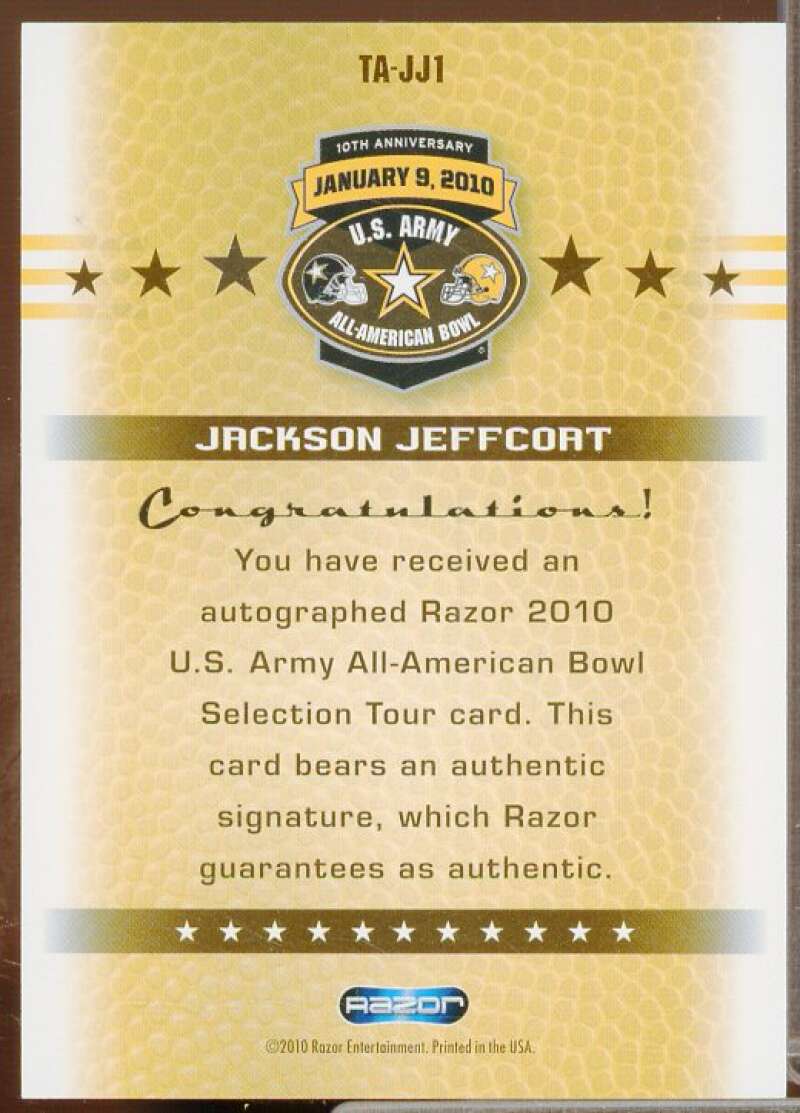 Jackson Jeffcoat 2010 Razor Army All-American Bowl Tour Autographs Gold #JJ1  Image 2