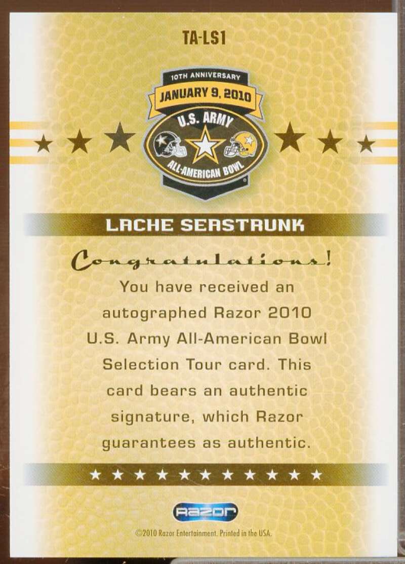 Lache Seastrunk 2010 Razor Army All-American Bowl Tour Autographs Gold #LS1  Image 2