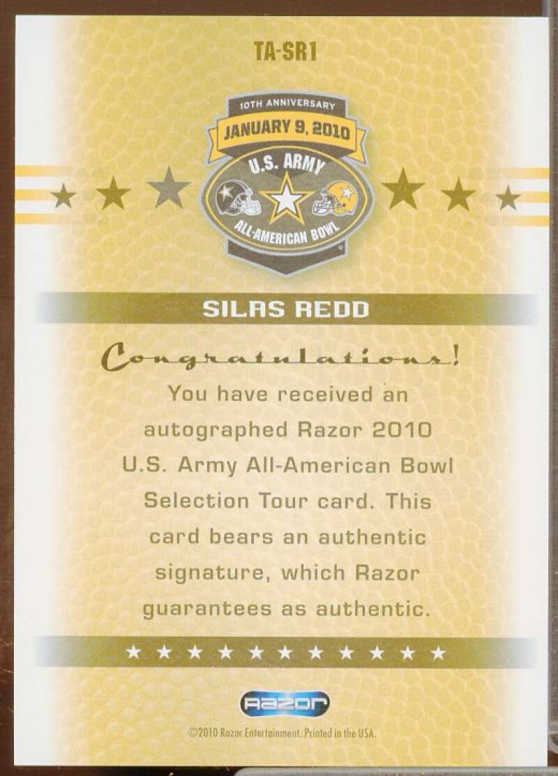 Silas Redd Rookie 2010 Razor Army All-American Bowl Tour Autographs Silver #SR1  Image 2